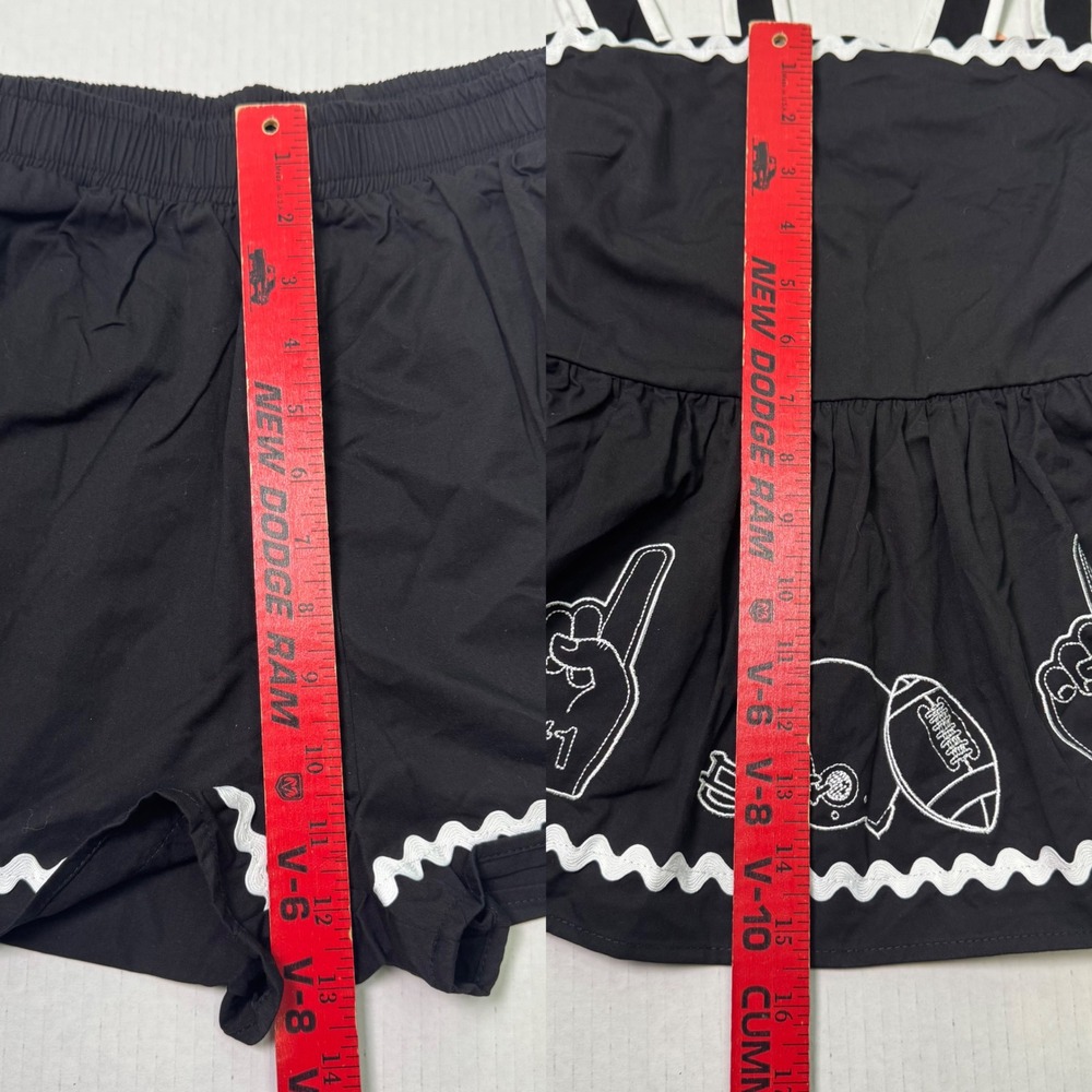 GAME DAY RICK RACK EMBROIDERED 2 PIECE SET Black Size Small NWT Football Sports - Picture 6 of 8
